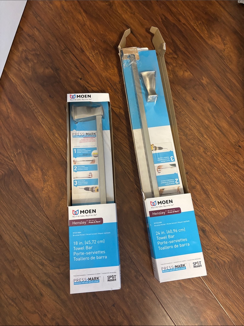 Moen Hensley Brushed Nickel Towel Bar Pair